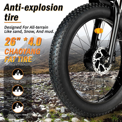 ADVENCO 5000W Peak Dual Motor E-Bike, 60V 32AH Long Range Electric Bike for Adults Dirt Bike, 26" Fat Tire Hunting Ebike for All Terrain, 45MPH Full Suspension Electric Bicycle