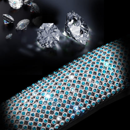 CAR PASS Mint Diamond Black Leather Steering Wheel Cover, Bling Blue Crystal Rhinestones Universal Fit 14"1/2-15" Crystal Glitter for Women Sparkle Girl Fit Suvs,Vans,Sedans,Cars,Trucks, Mint Diamond