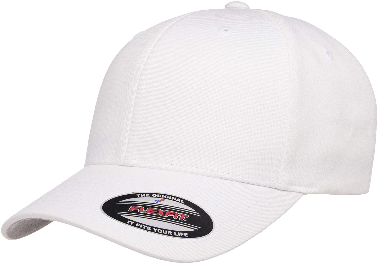 Flexfit Mens Cotton Twill Fitted Baseball Cap, White, Small-Medium US