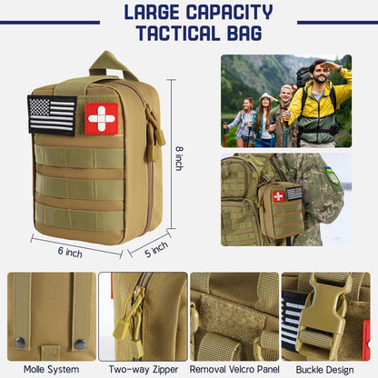 Survival Kits, 149Pcs Survival Gear First Aid Kit IFAK with Molle System Essential Camping Gear Emergency Medical Supplies for Car Fishing Hunting Outdoor Adventure, Camping Essentials