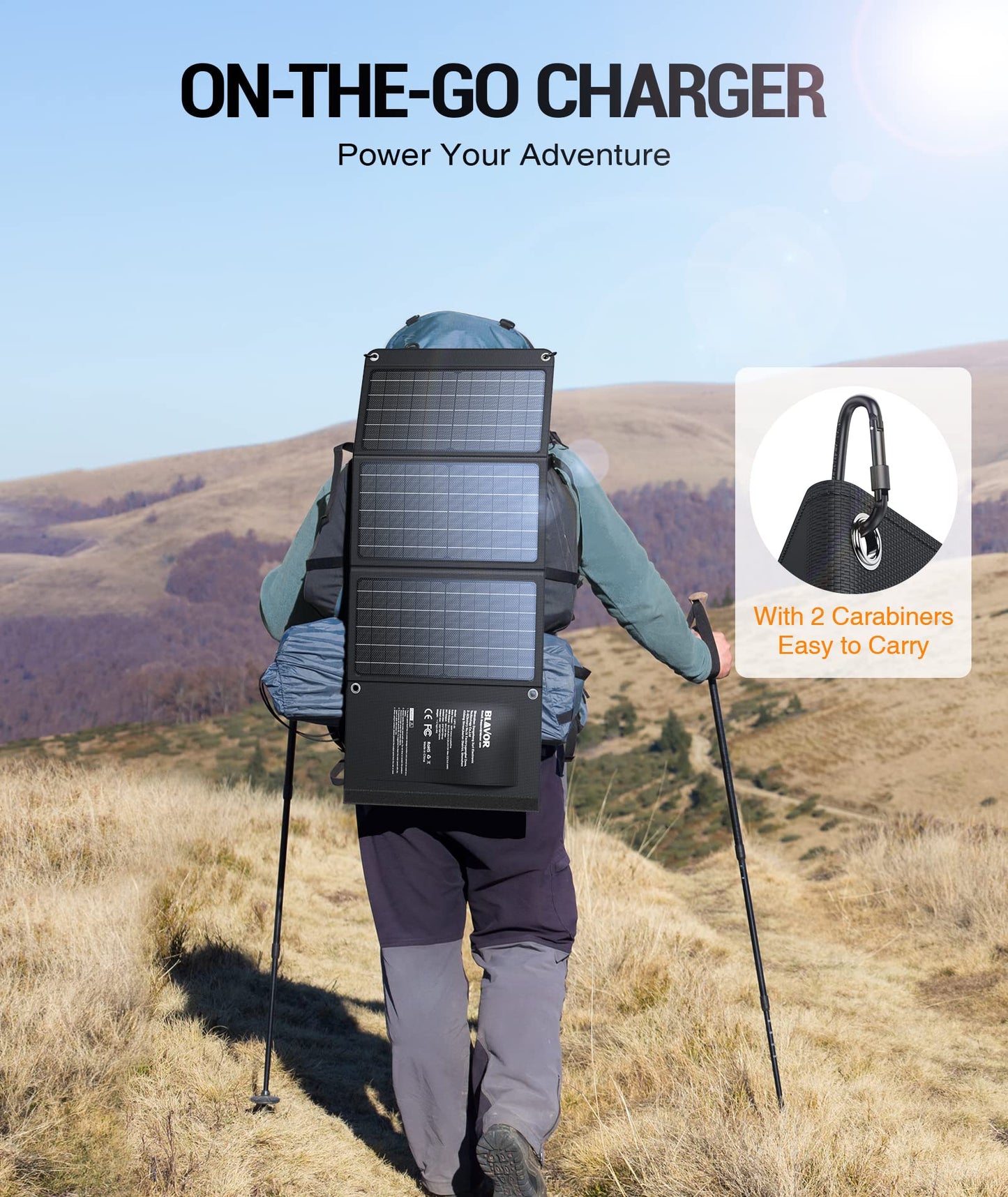 BLAVOR 30W Solar Charger USB-A QC3.0 24W USB-C DC 30W Outputs, Foldable Solar Panel for Camping, IPX4 Waterproof, Solar Battery Charger Compatible with Solar Generators, Phones, Tablets