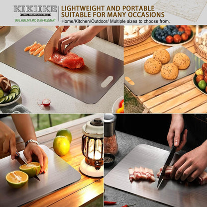 Titanium Cutting Board Double-Sided 100% Pure Titanium Cutting Boards for Kitchen - Food-Grade titanware chopping boards Non-Stick Durable and easy to clean (13.3 x 9 in)1 Piece