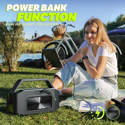 W-KING Portable Loud Bluetooth Speaker Wireless, 100W Max IPX6 Waterproof Outdoor Speaker Subwoofer, 60W Exlarge Passive Radiator- All-Round Rich Bass/40H/EQ/PowerBank/TF/AUX, Party Big Large Boombox