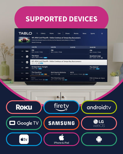 Tablo TV 4th Gen 2-Tuner Over-The-Air (OTA) DVR - Watch, Pause & Record Live TV, News, Sports & Movies Throughout Your Home Over Wi-Fi - Pairs w/Any TV Antenna - 50+ Hrs Recording - No Subscriptions