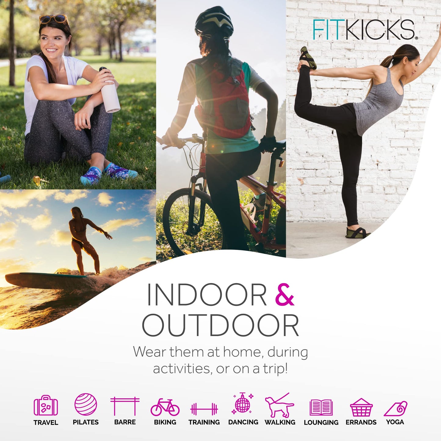 FITKICKS Crossovers Active Footwear, Foldable Shoes, Large, Black