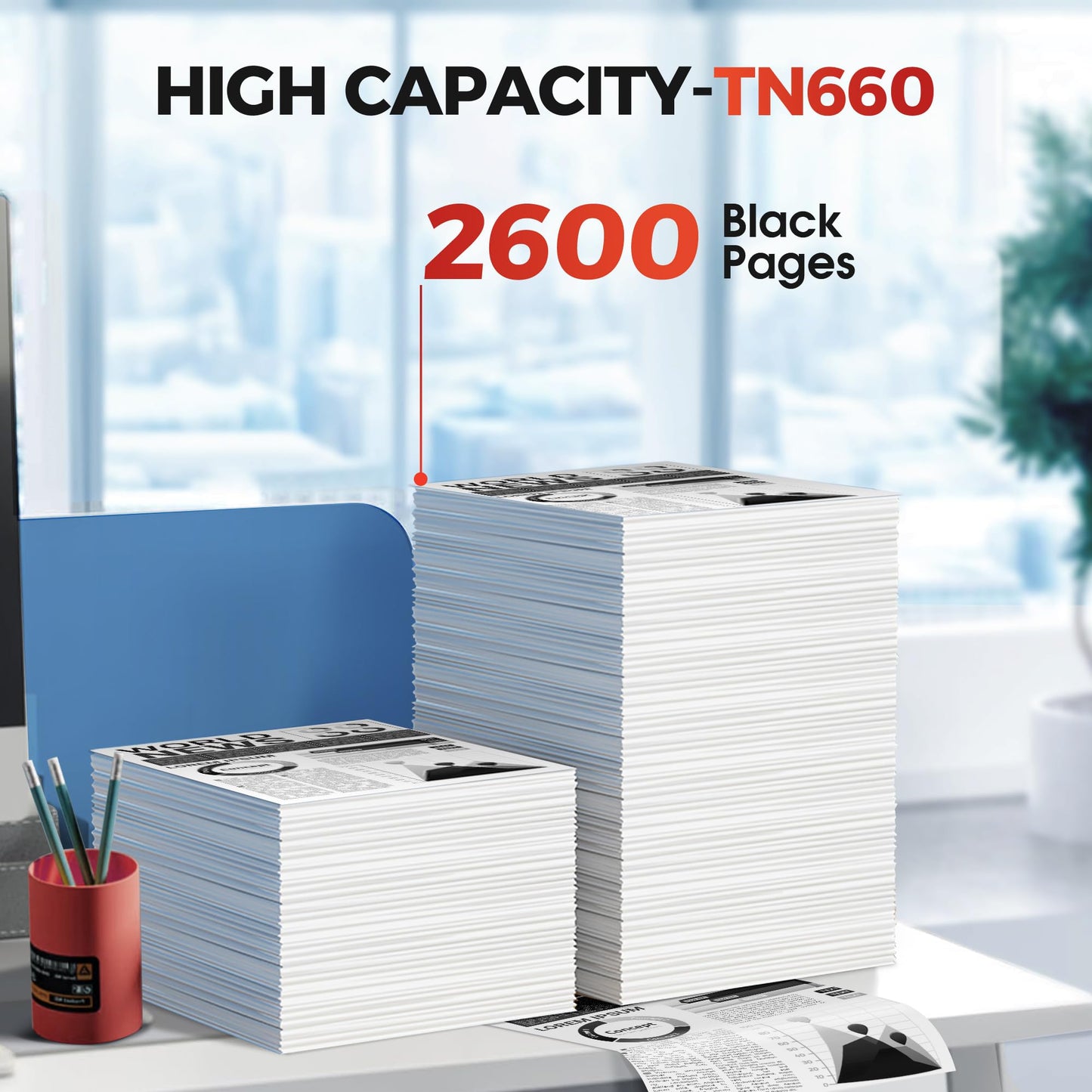 SUDLTO Compatible Toner Cartridge Replacement for TN660 TN630 TN-630 TN-660 Use for HL-L2300D HL-L2380DW HL-L2320D DCP-L2540DW HL-L2340DW HL-L2360DW HL-L2305W (2 Black)