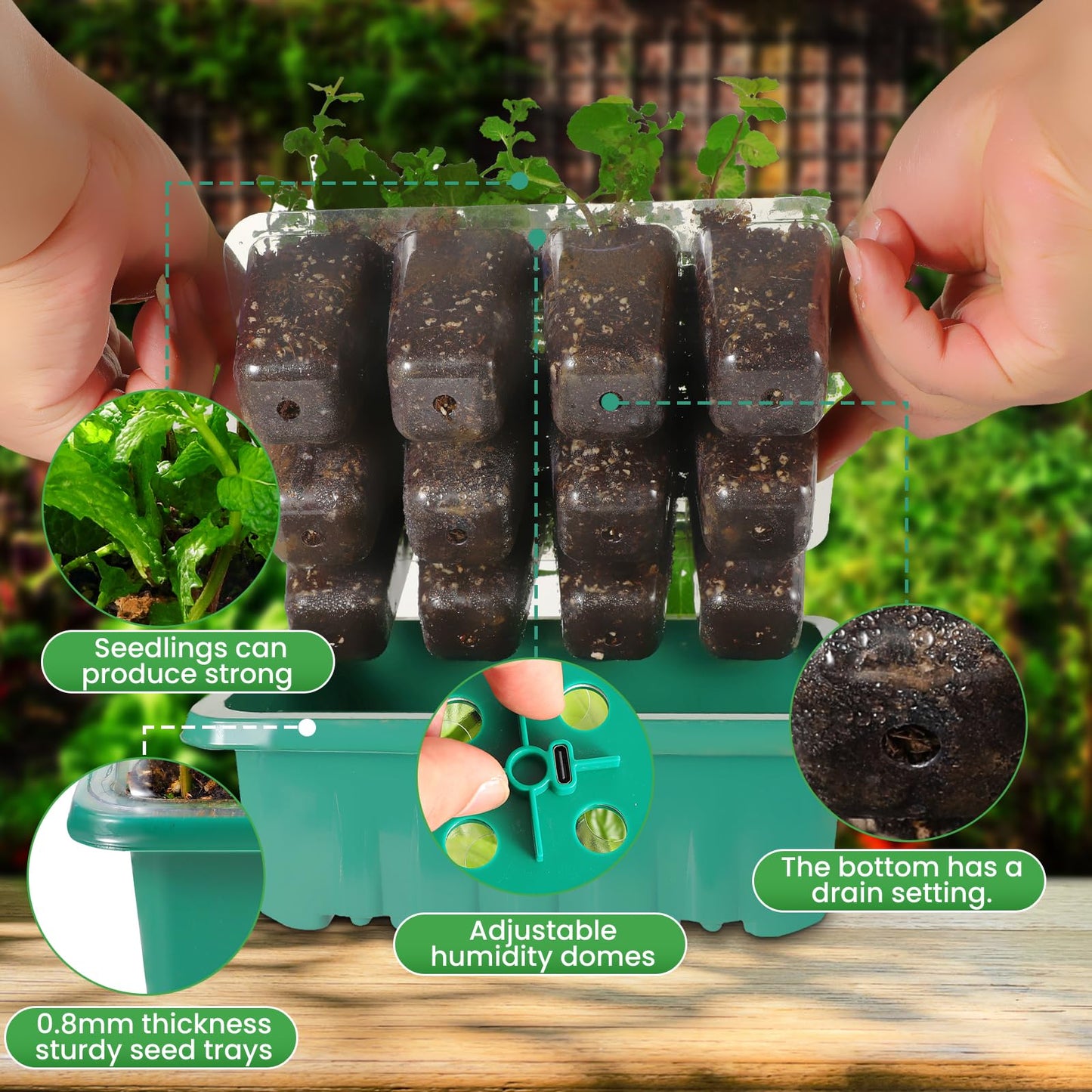 Seed Starter Trays with Grow Lights, 72 Cells Seed Starter Kit with Lights, 3 Lighting Mode, 4 Timing Set, Germination Kit for Seed Starting Trays, Seedling Starter with High Humidity Control Domes