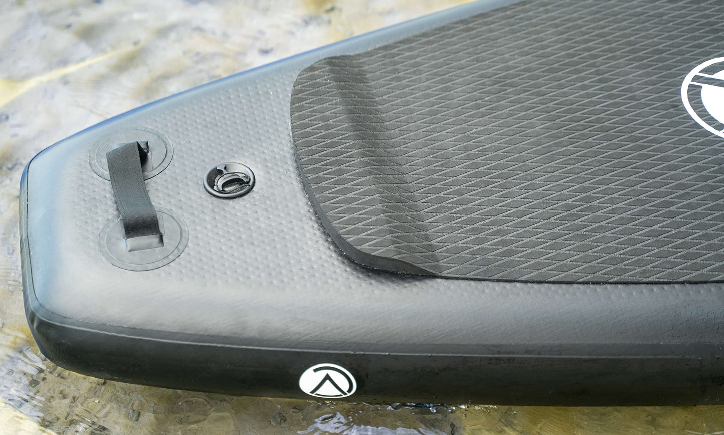 Crew Axel Inflatable Paddle Board 10’33’6” Extra Wide & Lightweight (18lb) Paddle Board – Premium SUP Set Includes 2 Bags, Floating Paddle, Camera Mount, 3 Fins, Dual Pump Kit (Floral 911)