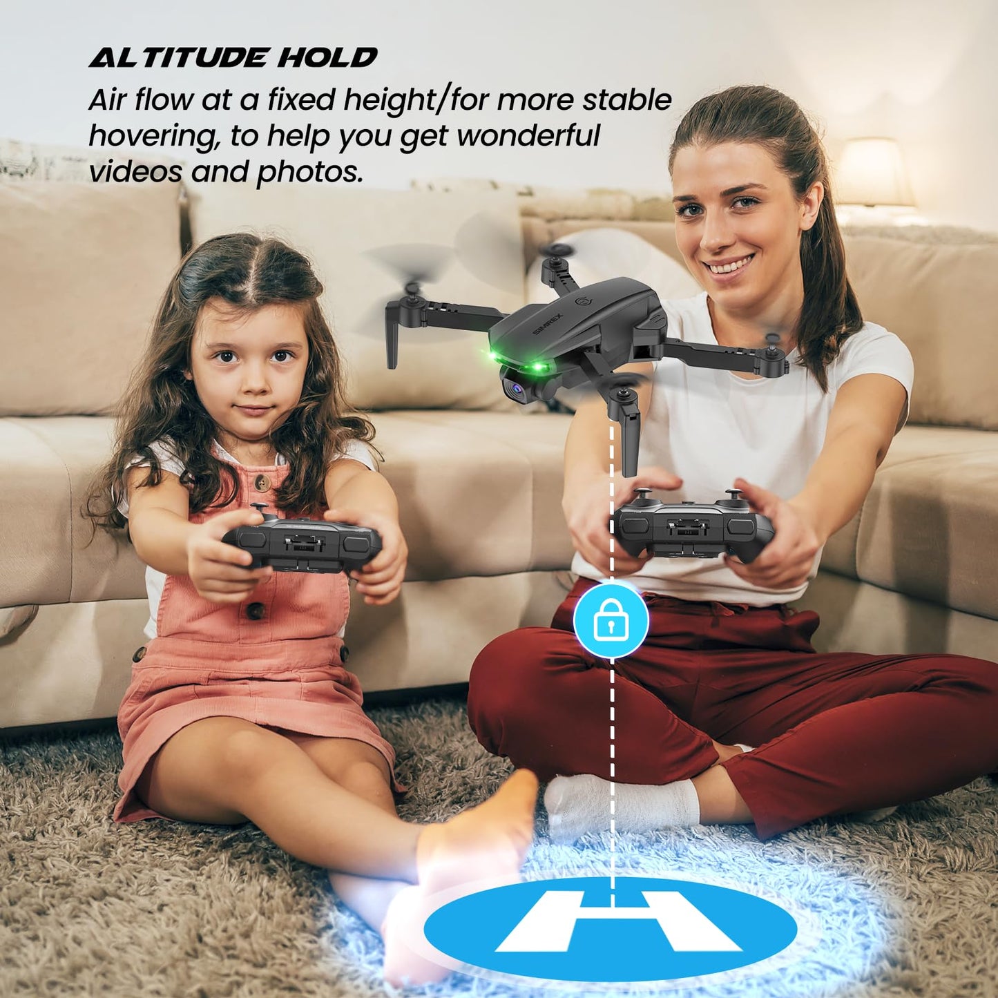 SIMREX Drone With Camera 1080P for Kids And Adults, RC Quadcopter With Altitude Hold, Mini Drone With One Key Start, Waypoint Fly, Headless Mode, 3D Flip, 3 Speeds, Remote Control Drone for Beginners