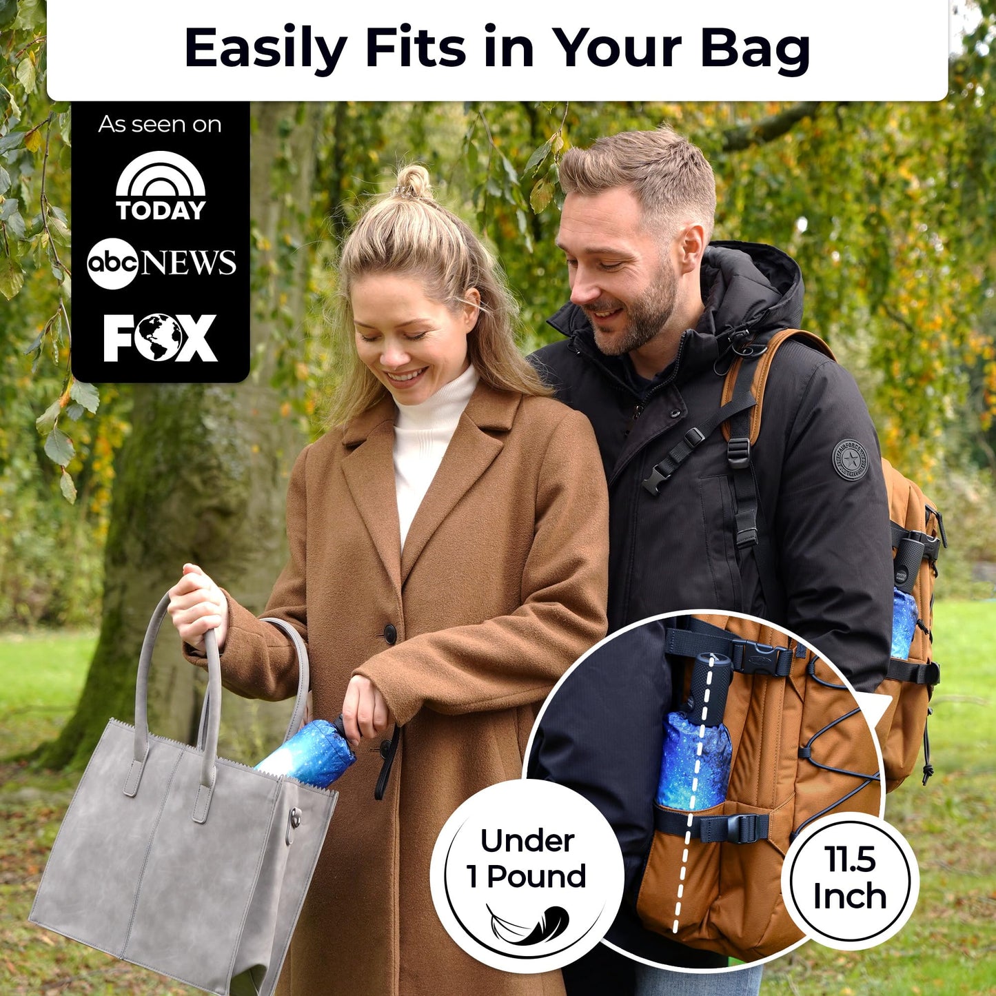 TUMELLA Strongest Windproof Travel Umbrella (Compact, Superior & Beautiful), Small Strong but Light Portable and Automatic Folding Rain Umbrella, Durable Premium Grip, Fits Car and Backpack