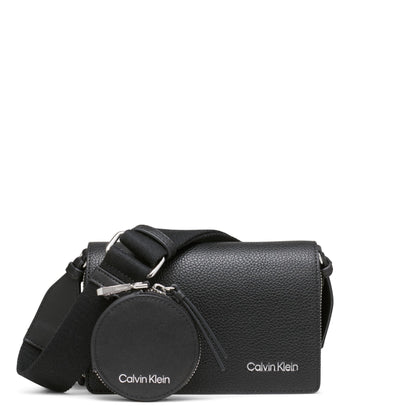 Calvin Klein Millie Triple Compartment Camera Bag Crossbody, Black/Silver, One Size