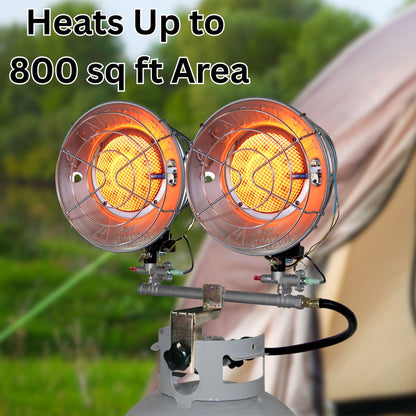 Comfort Gear Double Tank Top Portable Propane Radiant Heater, 30,000 BTUs, Instant Infrared Heat, for Jobsite/Garage/Workspace, Up to 48 Hrs on 20 lb Tank, Outdoor Use Only