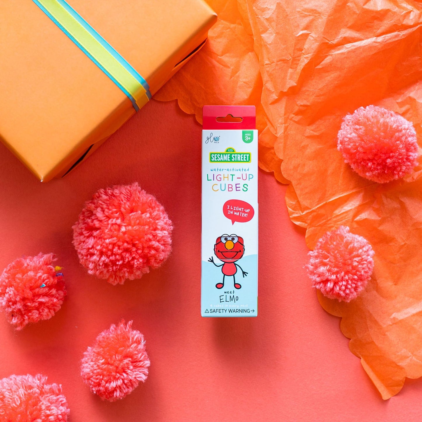 Glo Pals x Sesame Street Water-Activated Light-Up Cubes for Sensory Play (Elmo - Cubes Only)