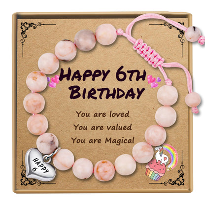Sereney 6 Year Old Girl Birthday Gift, Adjustable Beaded 6th Bday Bracelets as 6th Birthday Gifts for 6 Year Old Girls, Six Year Old Girl Bday Gifts for Daughter Niece Granddaughter Girls