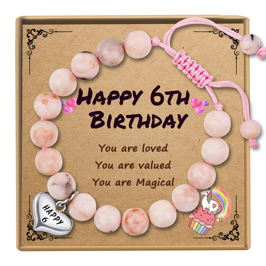 Sereney 6 Year Old Girl Birthday Gift, Adjustable Beaded 6th Bday Bracelets as 6th Birthday Gifts for 6 Year Old Girls, Six Year Old Girl Bday Gifts for Daughter Niece Granddaughter Girls