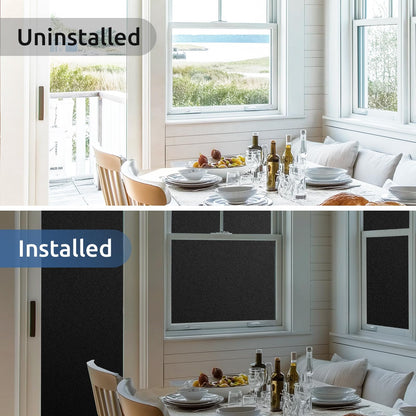 rabbitgoo Blackout Window Film, Sun Heat Blocking Privacy Cover for Glass, Removable Opaque Room Darkening Dark Black Out Window Covers Tint Shades for Home Day Sleep Light Blocker 11.8 x 157 Inches