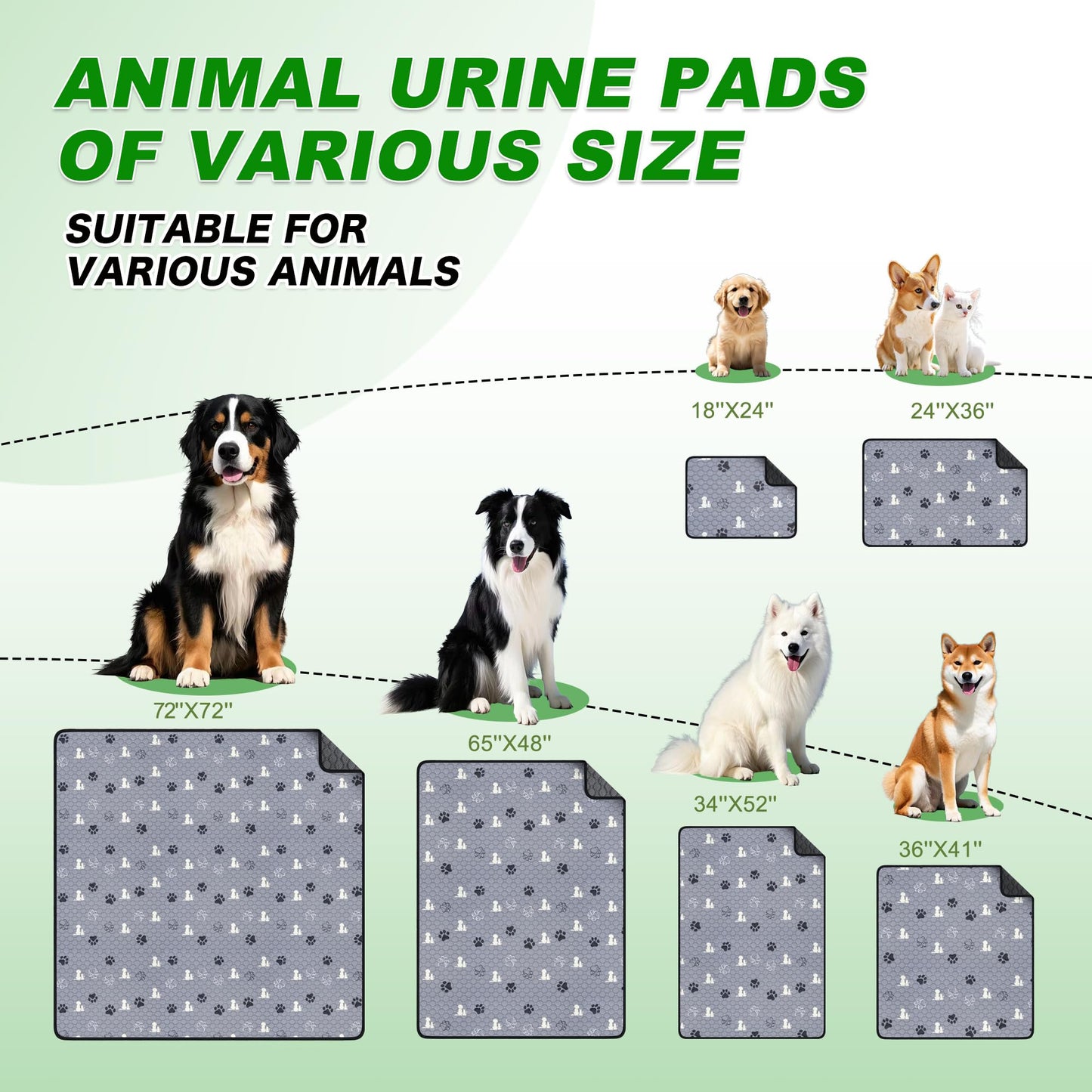 WanpeeGoo Washable Pee Pads for Dogs, 4 Pack Absorbent Reusable Training Dog Pads Pet Puppy Pads, Non-Slip Potty Pads for Whelping, Playpen, Crate, Bed, Grey 18"x24"