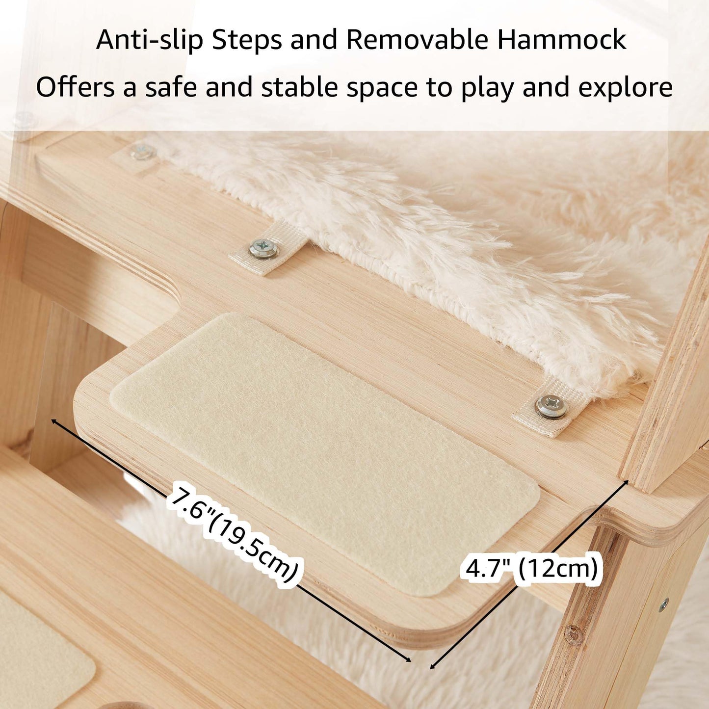 unipaws Pyramid Cat Tree, 5-Level Wooden Cat Ladder, Sturdy Tall Cat Climbing Tower with Cozy Hammock for Kittens and Indoor Cats