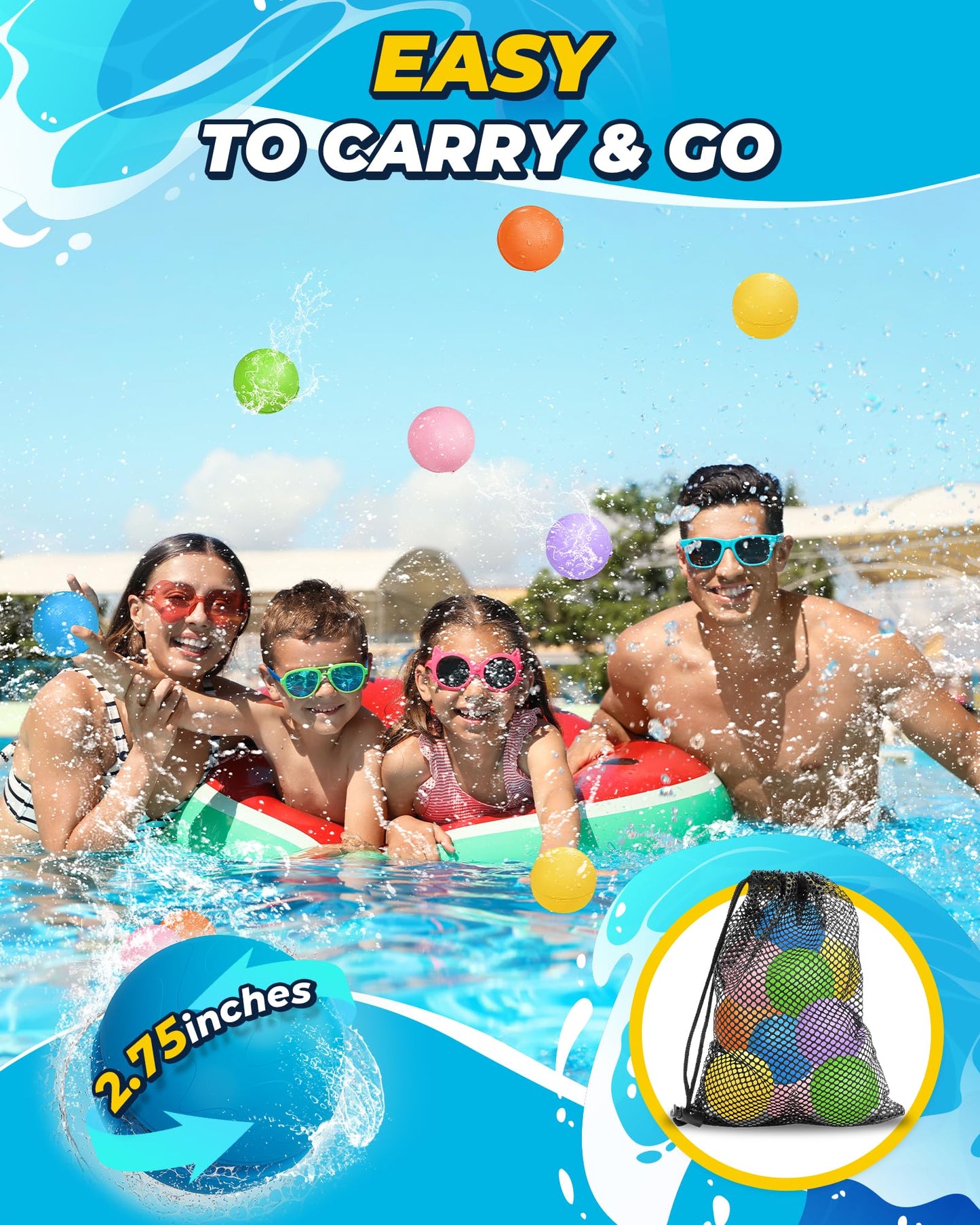 SOPPYCID Reusable Water Balloons Magnetic: Water Balloons for Kids Adult - Summer Outdoor Pool Beach Toys - 12 Pack Soft Water Bombs - Quick Fill Self Sealing Water Balls