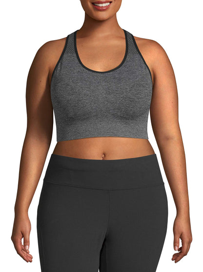 Under Control Plus Size Sports Bras for Women High Support Seamless Racerback Padded White/Black Sports Bra Yoga Workout Bras (as1, Cup_Band, 3X, 48, Marl Grey)