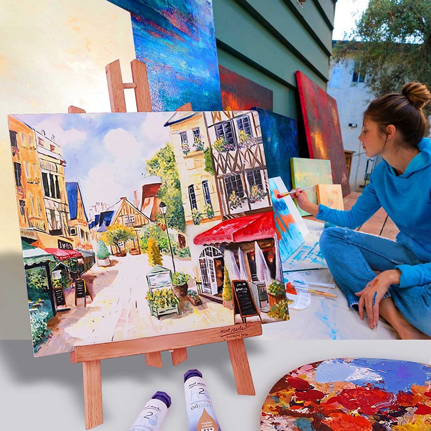 Artkey Canvases for Painting, 8x10 Inch 4-Pack, 10 oz Primed 100% Cotton White Blank Canvas Boards, Art Supplies Canvas Panels for Oil Acrylics Watercolor & Tempera Paints