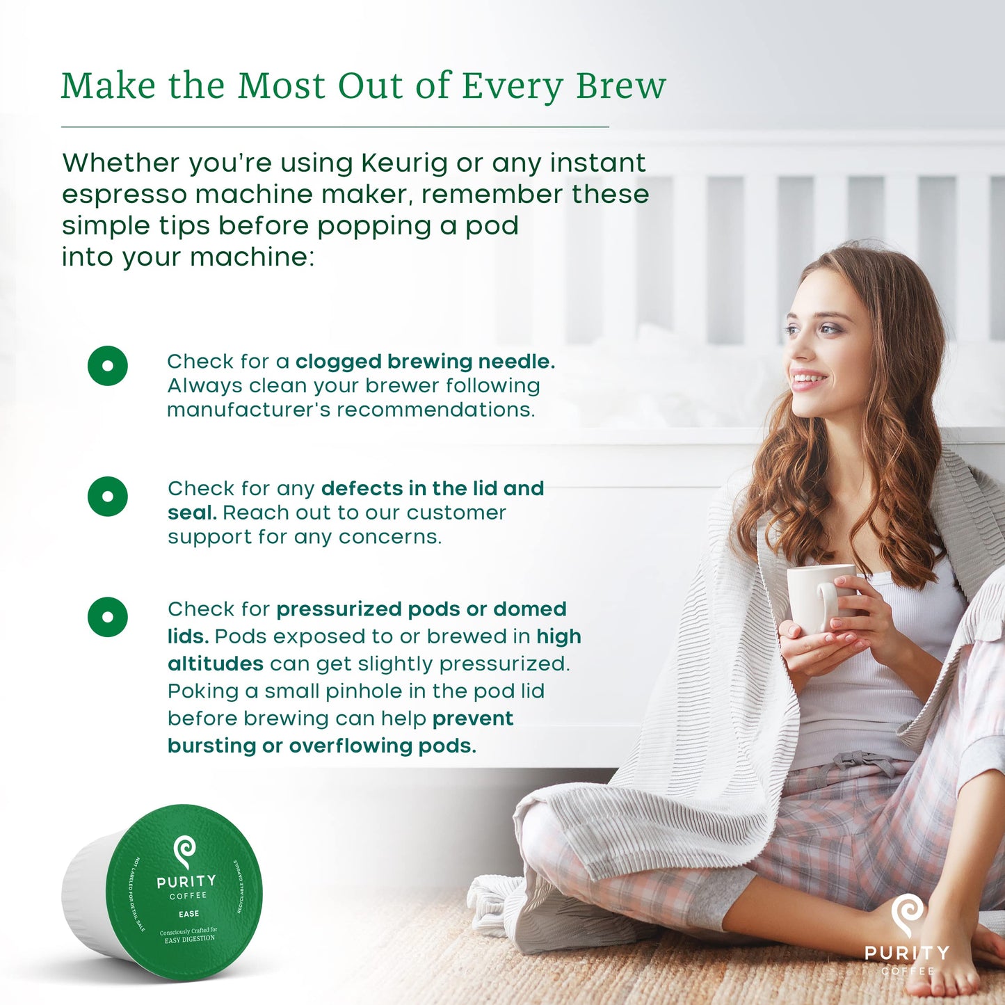 Purity Coffee EASE Dark Roast Low Acid Organic Coffee - USDA Certified Organic Specialty Grade Arabica Single-Serve Coffee Pods - Third Party Tested for Mold, Mycotoxins and Pesticides - 12 ct Box