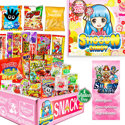 SHOGUN CANDY, 40Pcs Japanese Snacks and Japanese Candy, Popin Cookin Japanese Snack Box, Kawaii Dagashi Box, (HIME(Gluten free))