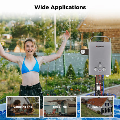 Tankless Water Heater, Camplux 1.58 GPM Propane Portable Water Heater With Pump Kit, Gray, BW158GP60