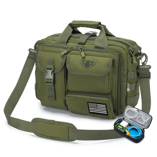 Stypos Tactical Messenger Bag, 14 Inch Tactical Briefcase for Man Military Laptop Bag Messenger Shoulder Bag Flight Bags for Pilots (Green)