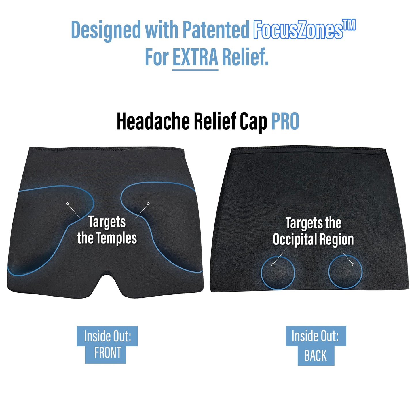 TheraICE Migraine Relief Cap PRO, Headache Relief Cap, Ice Face Mask, Cold Compress Head Wrap for Tension Headache Relief, Stress & Hangover, FocusZone Technology Provides Extra Cooling & Pressure