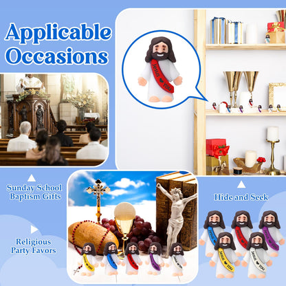 Bememo 25 Pcs Little Jesus Figures Original Design Jesus Love You Mini Rubber Toys to Hide and Seek Christmas Religious Party Favors Sunday School Baptism Gifts(Lively Colors)