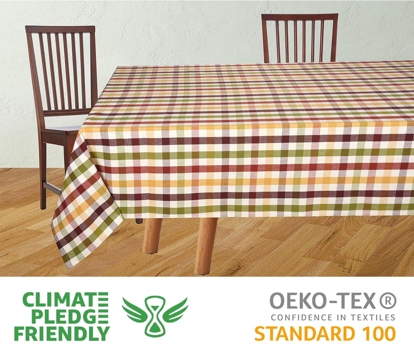 Urban Villa Check Tablecloth Buffalo Checkered Table Cloth Tabletop Cover Kitchen Dining Tablecloth 100% Cotton Great Parties Wedding Holiday Dinner Rectangle 60x102 Inches 8-10 Seats Table Cloth