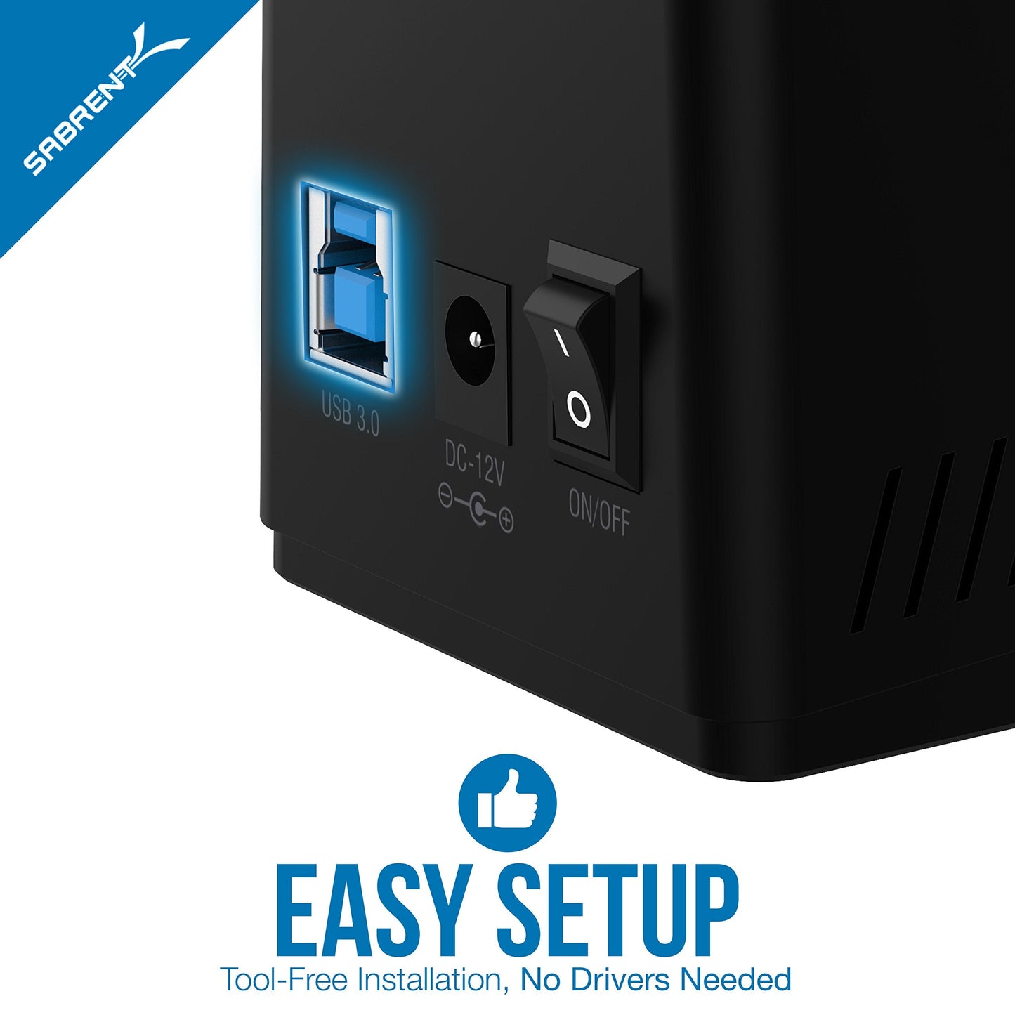 SABRENT USB 3.0 to SATA External Hard Drive Docking Station for 2.5" or 3.5"' HDD, SSD [Support UASP] (EC-UBLB)
