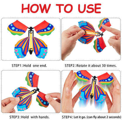 Sumind 5 Pcs Butterfly Wind up Magic Flying Butterfly Cards Surprise Insert Fly Toys Rubber Band Butterflies Toys for Explosion Box Colorful Bookmark Gifts