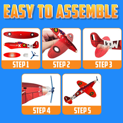 Bedwina Glider Planes Bulk (36-Pack) 8-Inch Bomber Airplane Gliders for Kids, Foam Paper Airplane Construction Kits for Kids Party Favors, Birthdays, Goodie Bag Stuffers and Outdoor Flying Toy