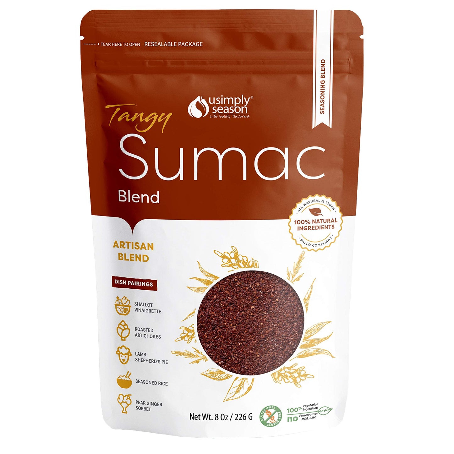 USimplySeason Sumac Spice (Tangy Powder, 8 Ounce)