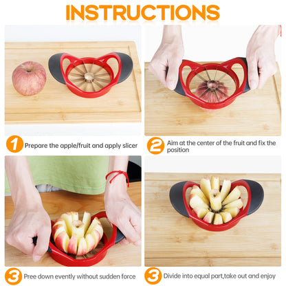 Supercenter Apple Cutter, Apple Corer and Slicer - Stainless Steel Apple Corer - 4.72 Inch Apple Slicer Tool with 12 Super Sharp Blades, lightweight Apple Slicer and Corer with Anti-slip Handle