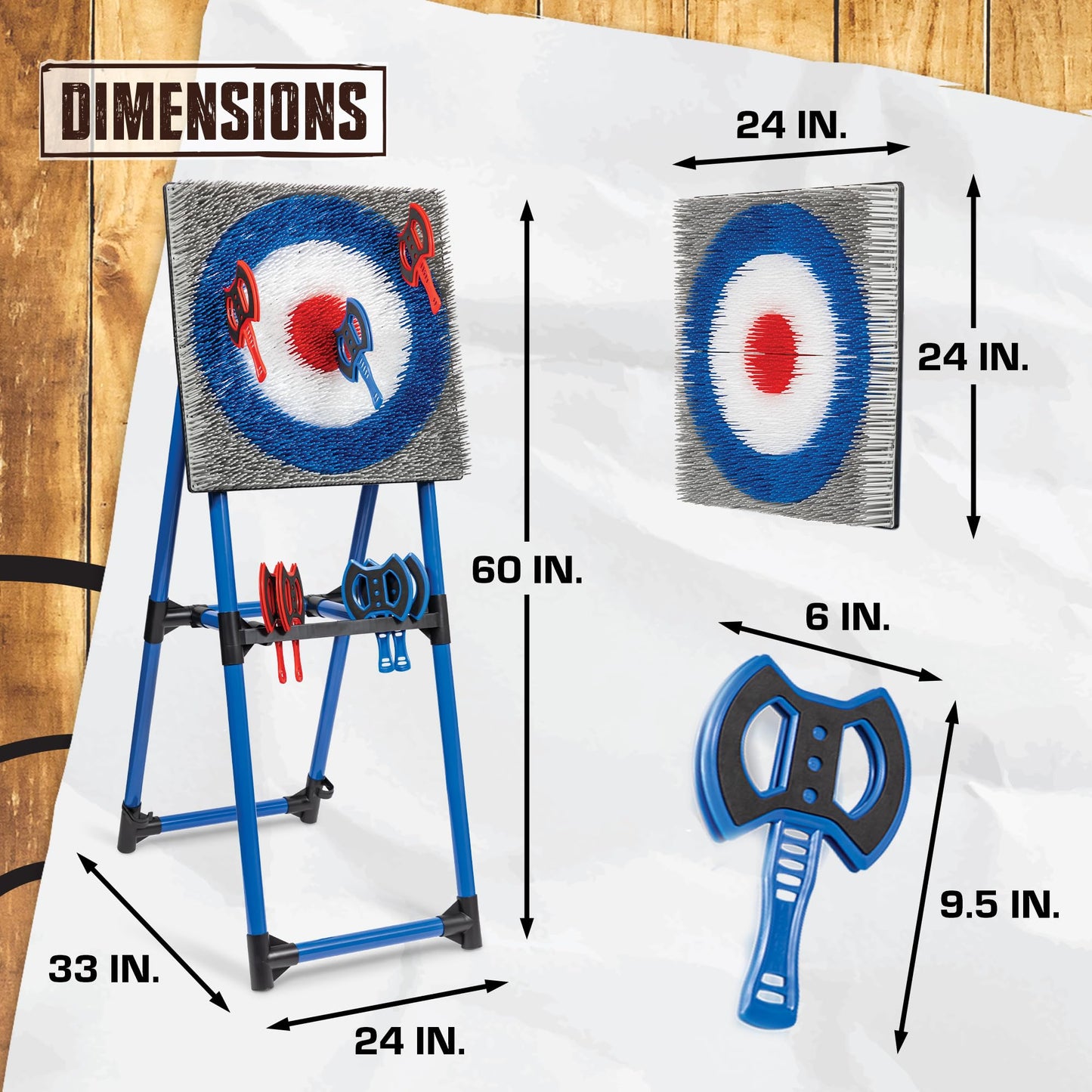 EastPoint Deluxe Steel Frame Axe Throw Target Game Set - Steel Frame for Indoors and Outdoors