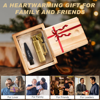 Vintage Copper & Brass Wheel Lighter - Reusable, Windproof, Cool Pressure- Unique Birthday Gift