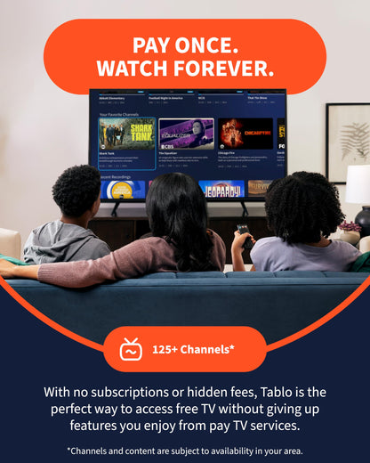 Tablo TV 4th Gen 2-Tuner Over-The-Air (OTA) DVR - Watch, Pause & Record Live TV, News, Sports & Movies Throughout Your Home Over Wi-Fi - Pairs w/Any TV Antenna - 50+ Hrs Recording - No Subscriptions