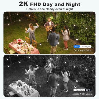 Solar Security Cameras Wireless Outdoor, 2K Pan/Tilt 360° View Solar/Battery Powered WiFi Cameras for Home Security with AI Motion Detection, Spotlight, 2-Way Audio, Siren, IP65, SD/Cloud Storage