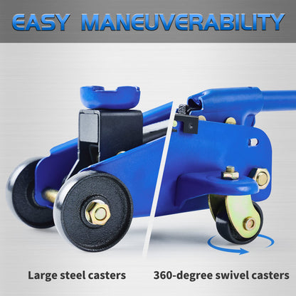 Tonda Floor Jack, Hydraulic Portable Car Jack, 2 Ton (3,800 lb) Capacity, Blue