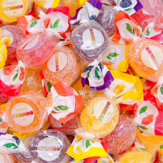 Bonelle Italian Fruit Jelly Candy | 1 Pound Bag | Vegan Dye Free Candy Individually Wrapped | Lemon, Strawberry, Orange, Blackberry | Naturally Flavored