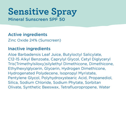 Blue Lizard Sensitive Mineral SPF 50 Spray, Dermatologist-Recommended Brand, Broad-Spectrum UVA/UVB Protection, Water-Resistant, Zinc Oxide Formula, 5 oz
