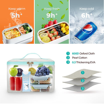 ETRONIK Lunch Backpack, 15.6 Inch Laptop Backpack with USB Port, Stylish Nurse, Teacher Work School Bag with Insulated Cooler Lunch Box for Women Men, College Backpack for Travel, Grey Blue