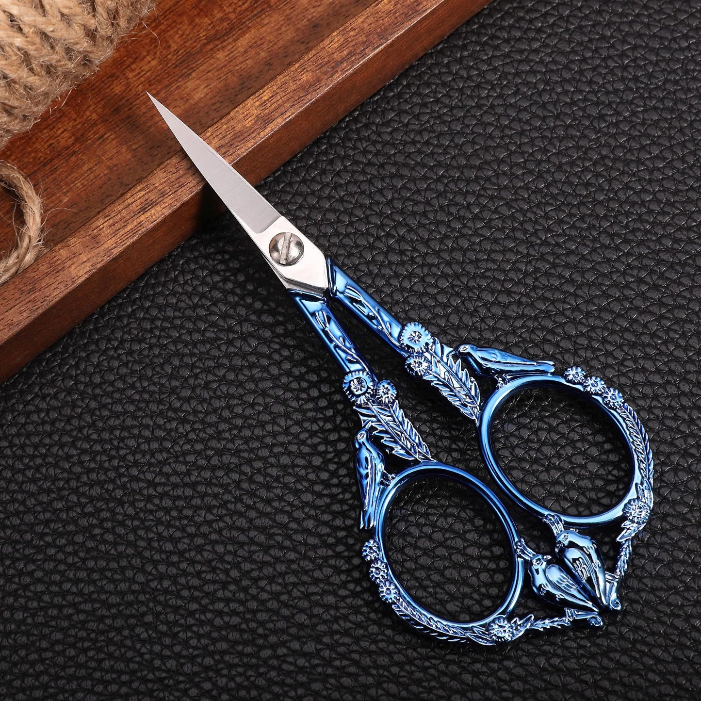 YOUGUOM Embroidery Scissors, Small Sharp Pointed Detail Shears for DIY Craft Needlework Yarn Sewing Cross Stitch Thread Cutting Handicraft Tool, 4.6in Blue Little Bird