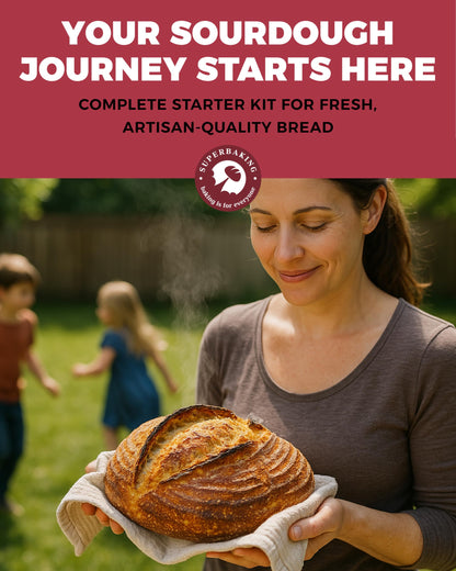 Superbaking Sourdough Starter Jar, Beginner Sourdough Starter Kit, 34oz Wide Mouth Sour Dough Glass Jar with Guides & Recipes, Sourdough Bread Baking Supplies, Sourdough Container Crock