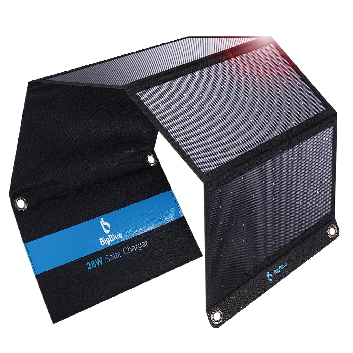 [Upgraded] BigBlue 3 USB Ports 28W Solar Charger(5V/4.8A Max), Portable Foldable Solar Panel for Camping, IP44 Waterproof, Compatible with iPhone 11/XS/XS Max/XR/X/8/7, iPad, Samsung Galaxy LG etc.