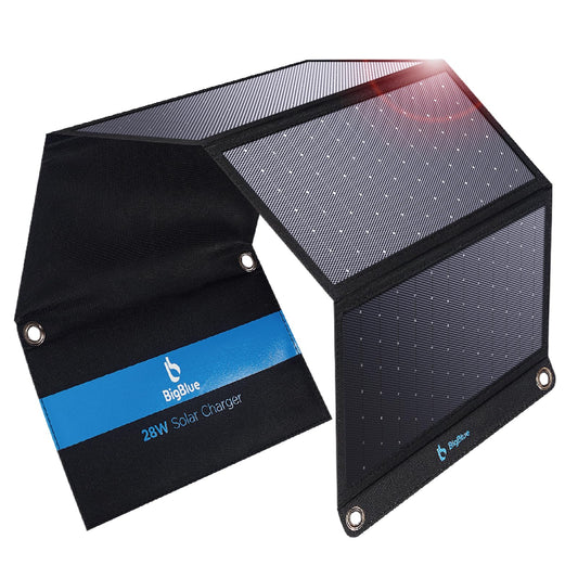 [Upgraded] BigBlue 3 USB Ports 28W Solar Charger(5V/4.8A Max), Portable Foldable Solar Panel for Camping, IP44 Waterproof, Compatible with iPhone 11/XS/XS Max/XR/X/8/7, iPad, Samsung Galaxy LG etc.