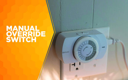 Woods 50103WD Indoor 24-Hour Heavy Duty Mechanical Timer; 1 Grounded Outlet; Standard Body